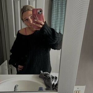 Aerie Off-the-Shoulder Black Sweater